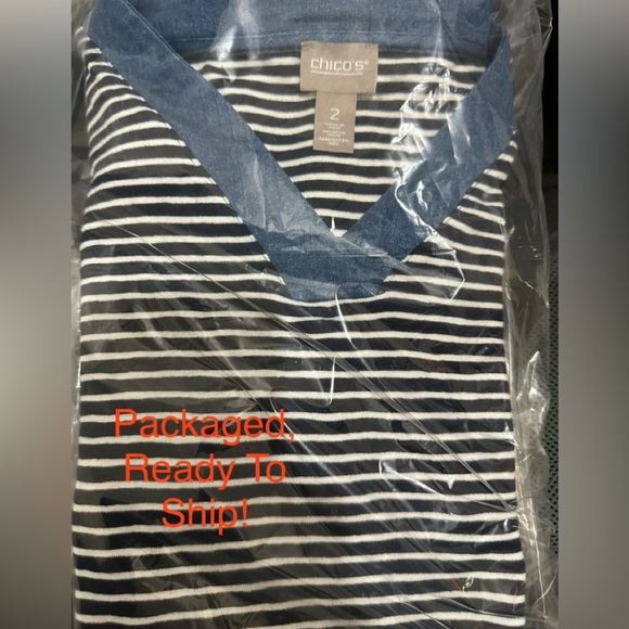 Chicos Nicholle Denim Trim Casual Dress - Picture 12 of 12